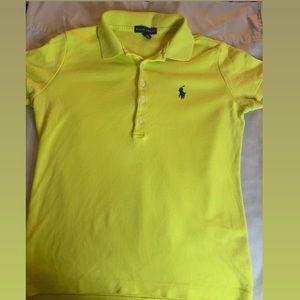 A neon green polo
